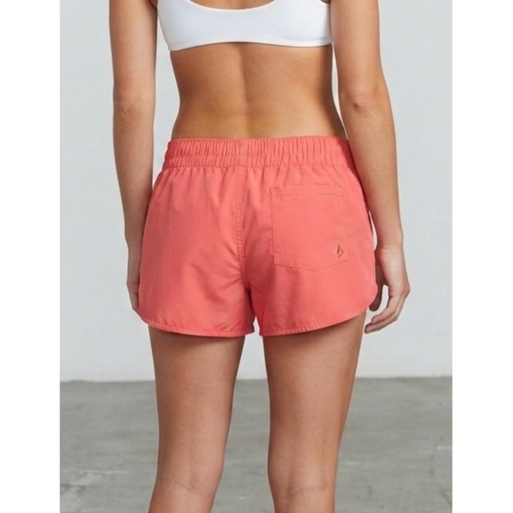 Volcom Coral Pink Elastic Waist Beach Surf Board Shorts Medium